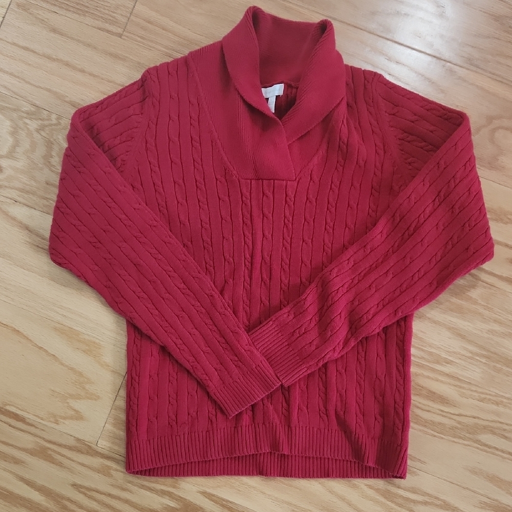 Charter Club Red Cowl Neck Cable Knit Sweater